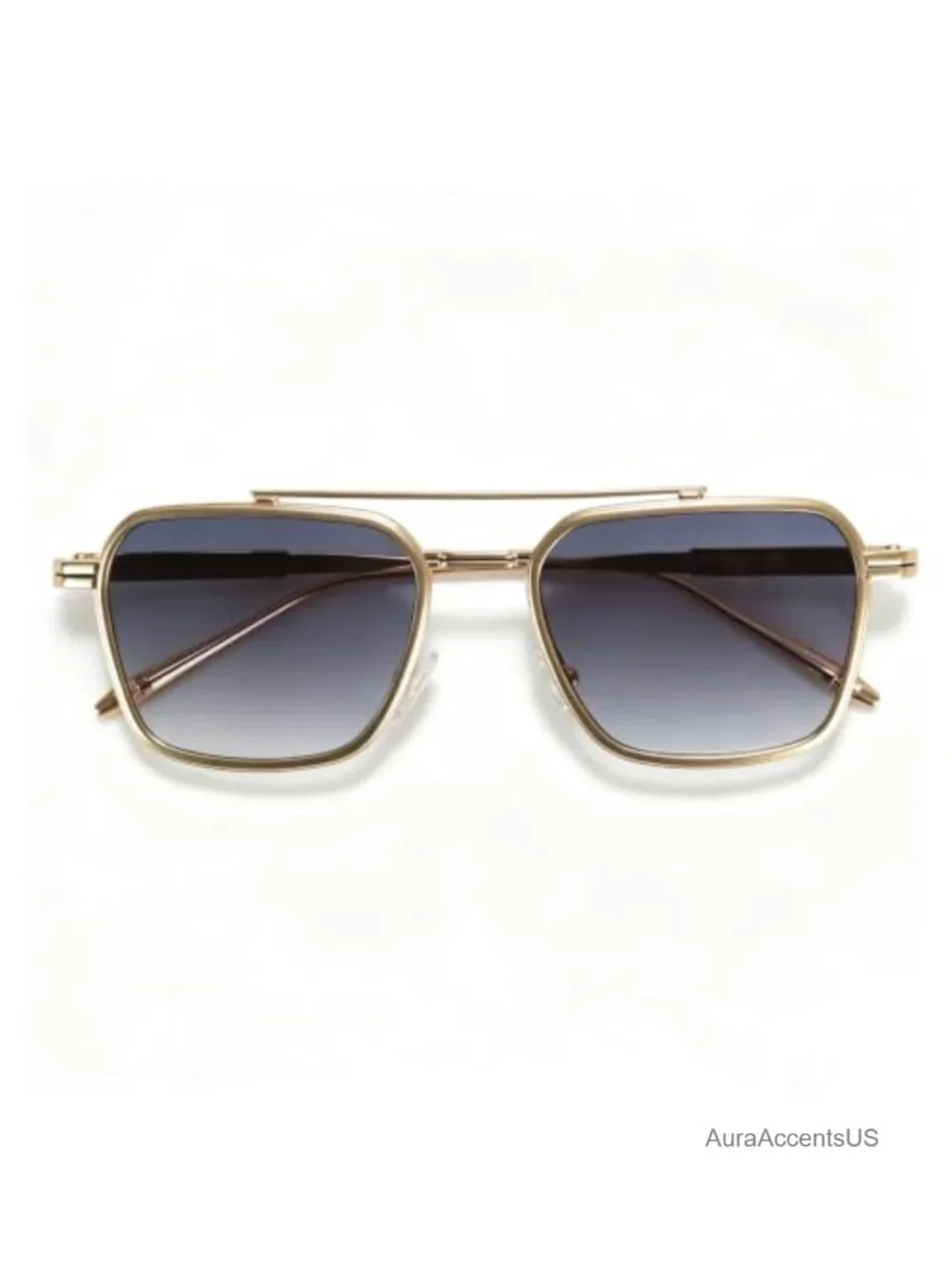 Retro Square Aviator Sunglasses Oversized Gold Metal Frame